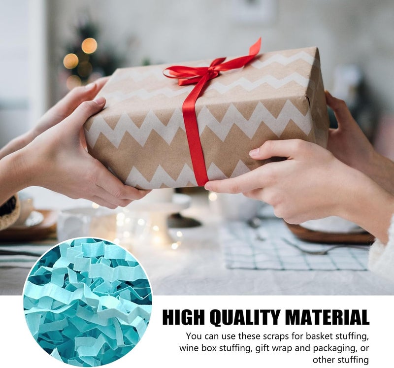 ZEBMOON 1 LB Aqua Cyan Crinkle Cut Paper Shred Filler Great for Gift Wrapping, Basket Filling, Birthday, Wedding, Halloween, Thanksgiving, Christmas Day, New Year Party Decorations Filling Supplies - Image 2
